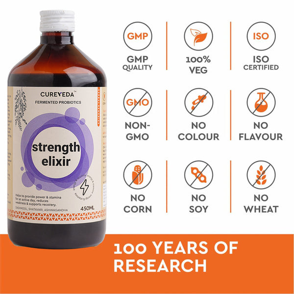 Buy Cureveda Strength Elixir - Herbal Energy & Probiotic Supplement
