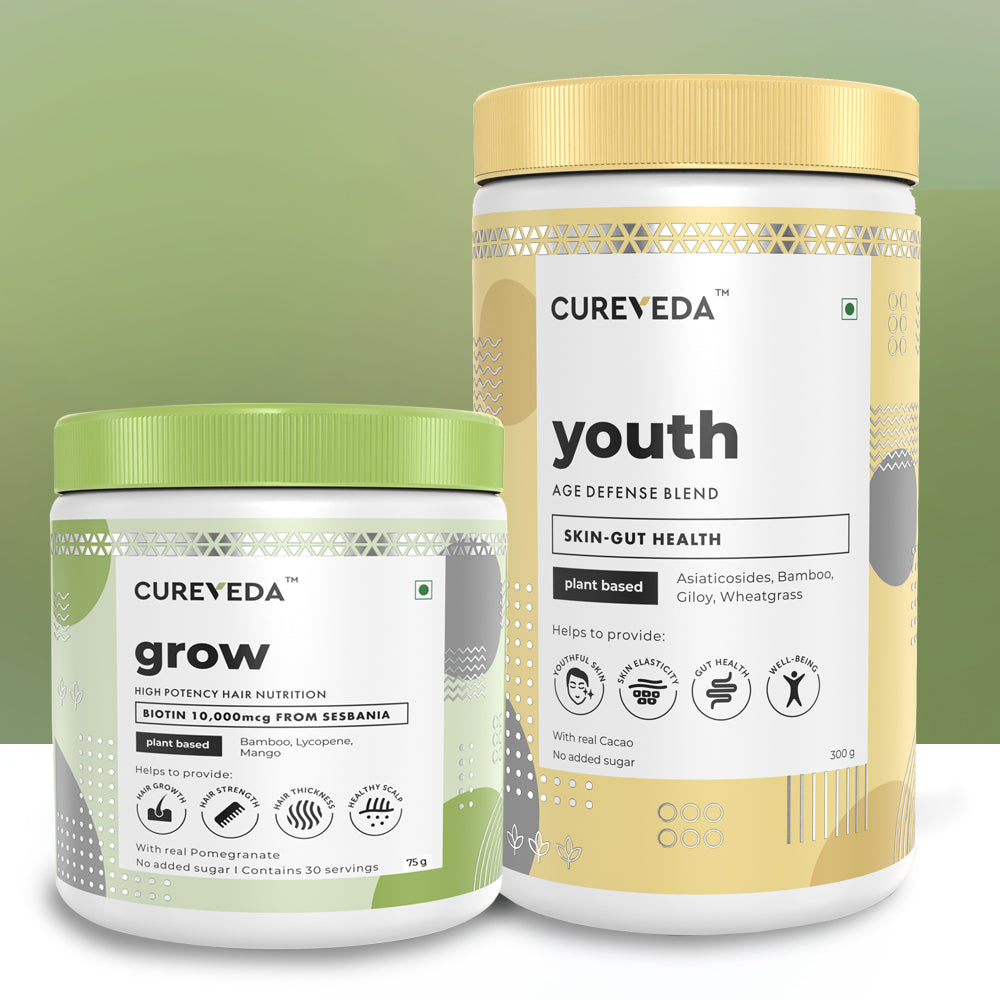 Cureveda Combo - YOUTH & GROW: Skin & Hair Nutrition